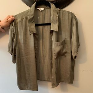Olive green American Eagle button up blouse
